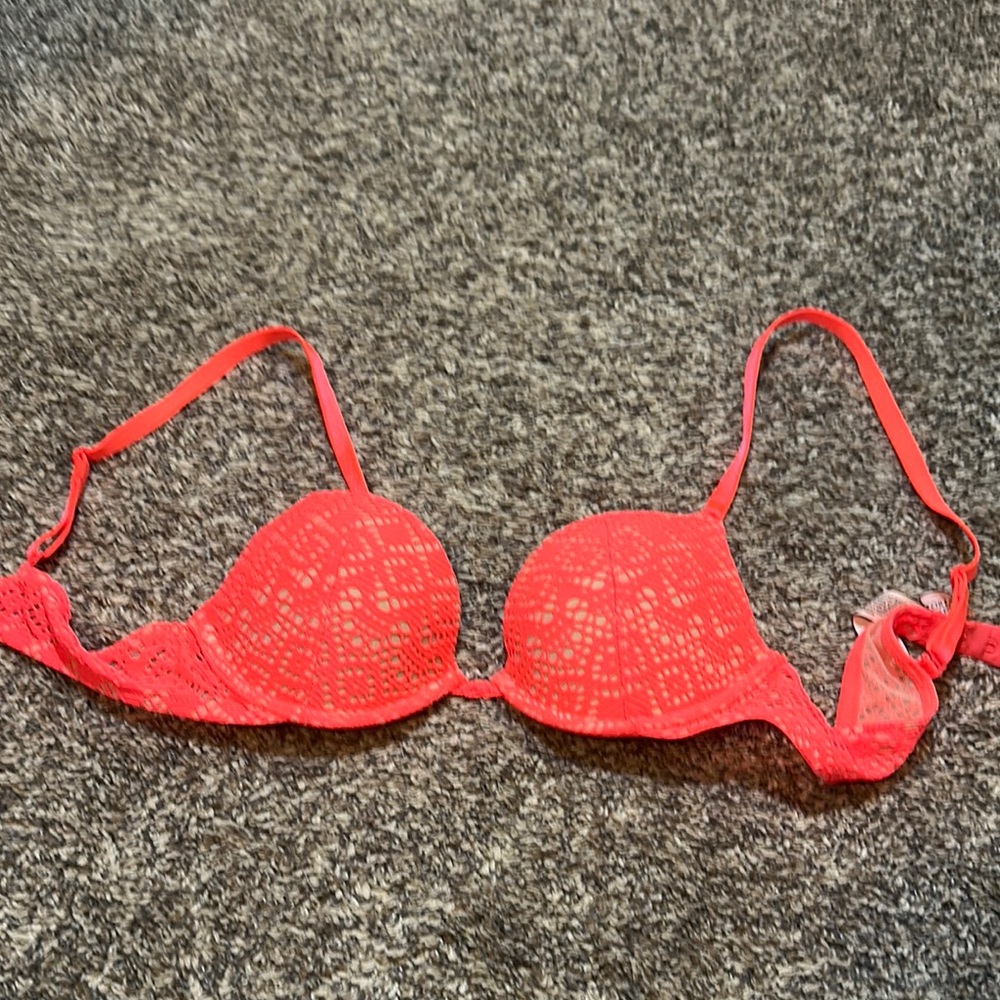 Victoria's Secret Vibrant Lace Bra Bright Orange/Pink Size 34A